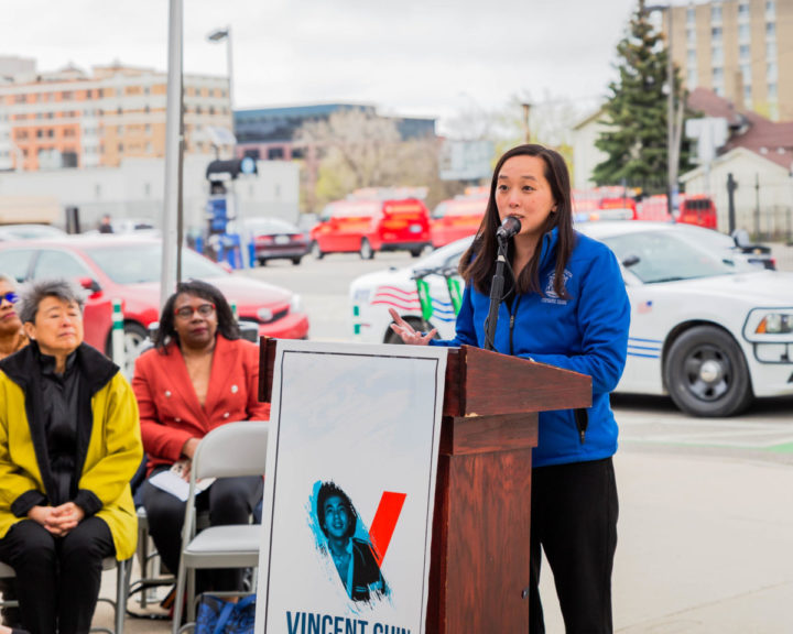 State Senator Stephanie Chang speaks at the Vincent Chin 40th Press Conference